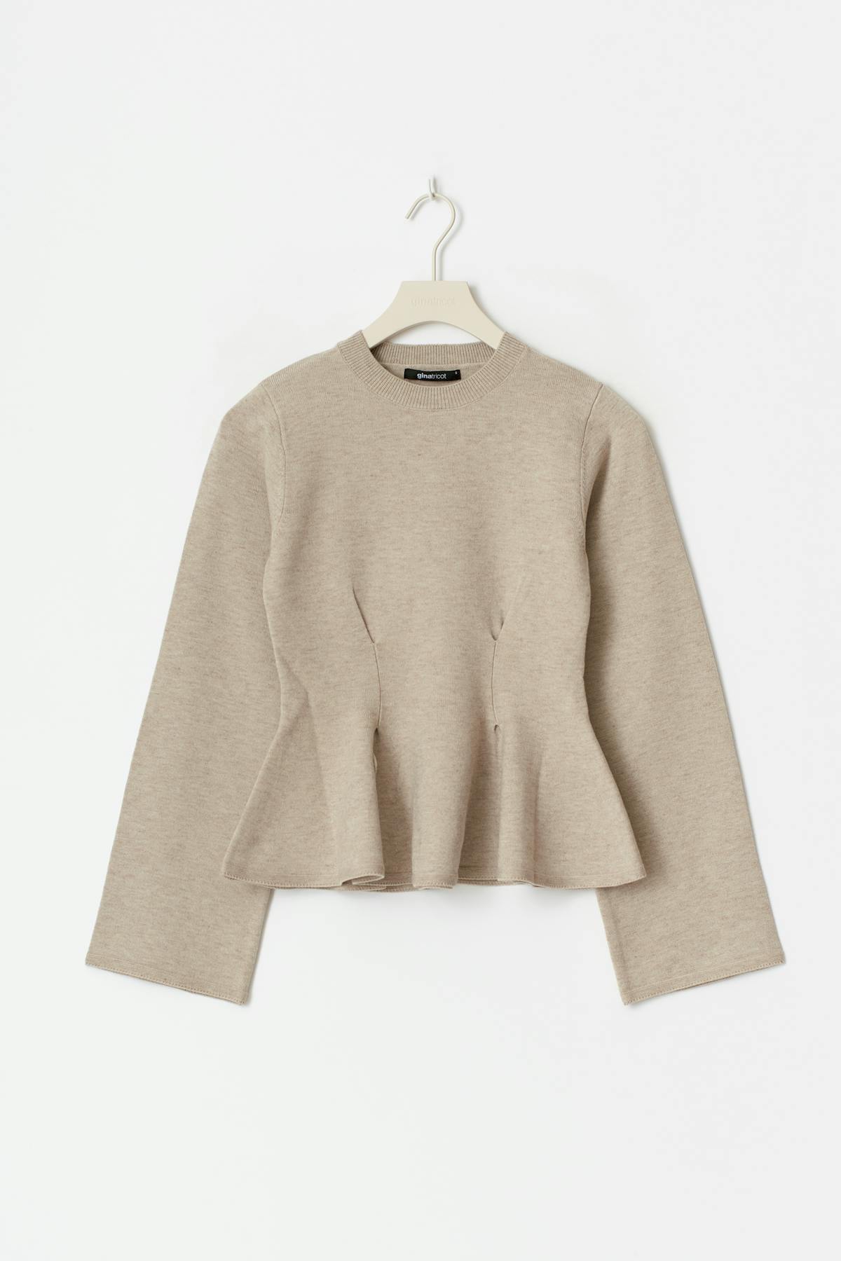 Knitted peplum top - Dk grey melange