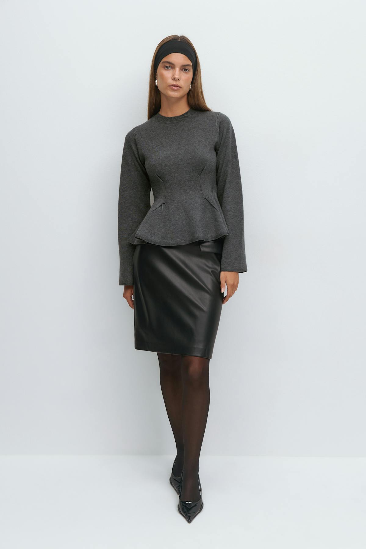 Knitted peplum top - Biking red