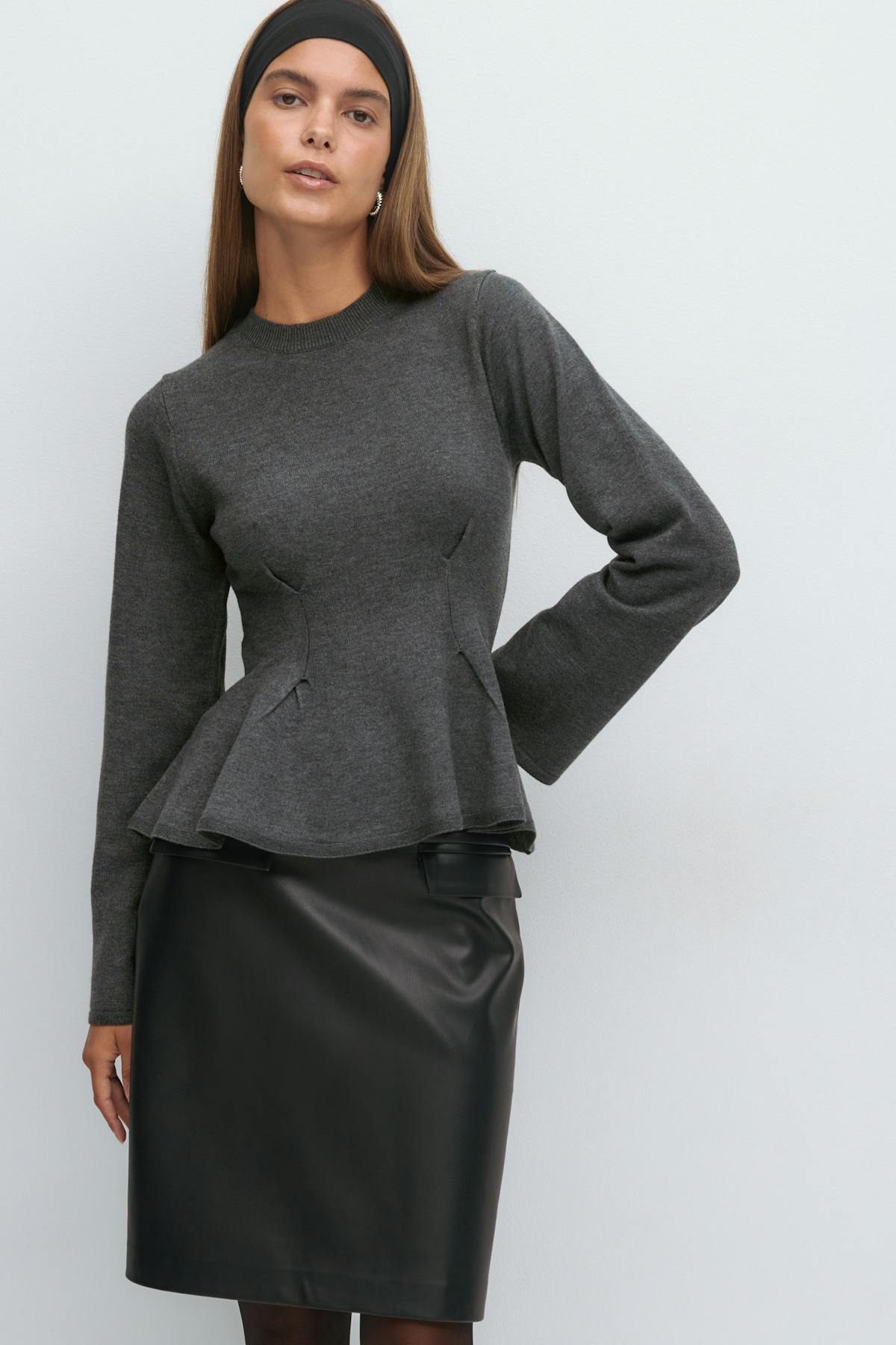 Knitted peplum top - Biking red
