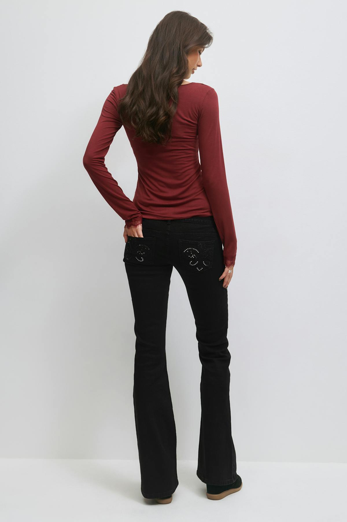 14+ pleated flare jeans - Vintage blue