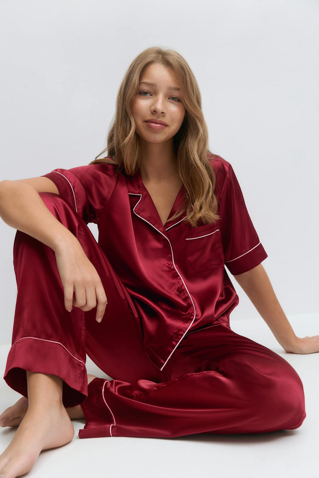 Y satin set - Rouge foncé
