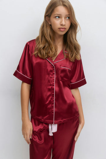 Y satin set - Rouge foncé