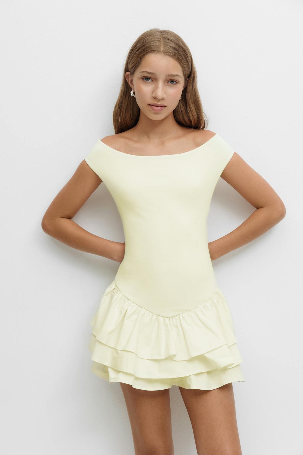 Y frill dress - Jaune clair
