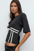 14+ detail tie t-shirt - Noir