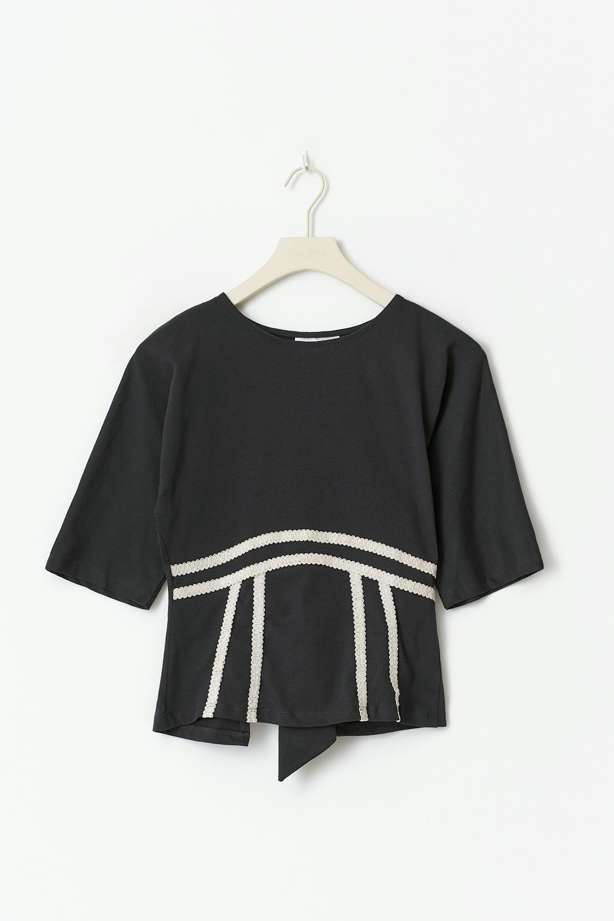 14+ detail tie t-shirt - Noir