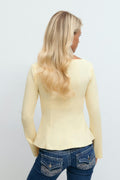 14+ long sleeve peplum top - Jaune clair