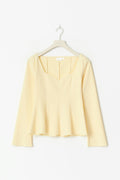 14+ long sleeve peplum top - Jaune clair