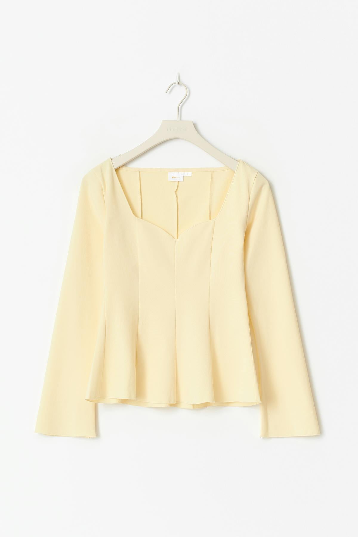 14+ long sleeve peplum top - Jaune clair