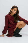 Y frill dress - Rouge foncé
