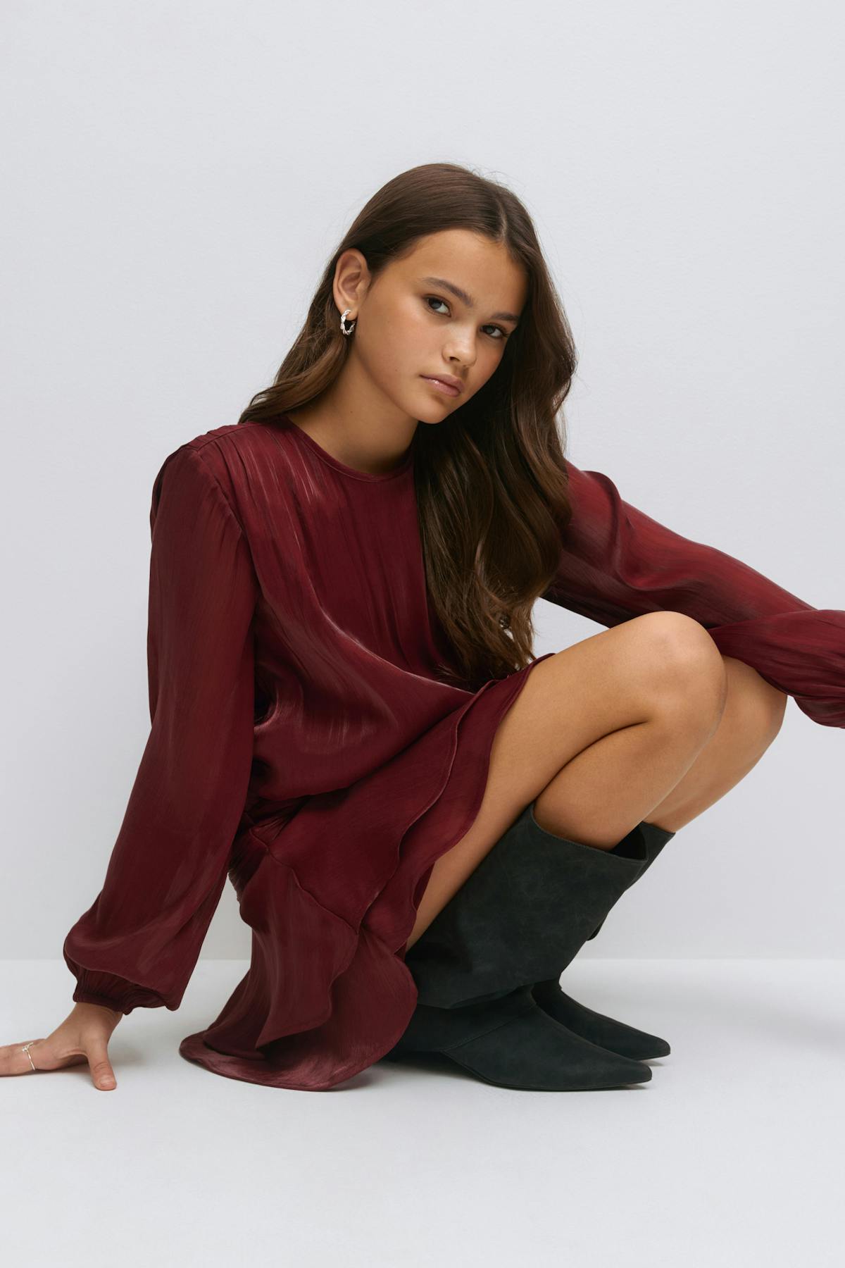 Y frill dress - Rouge foncé