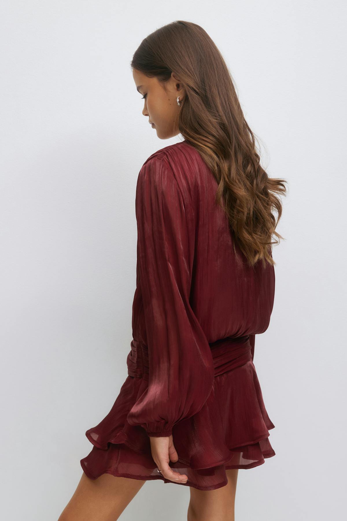 Y frill dress - Rouge foncé
