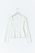 Y long sleeve peplum top - Blanc