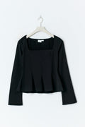 Y long sleeve peplum top - Noir