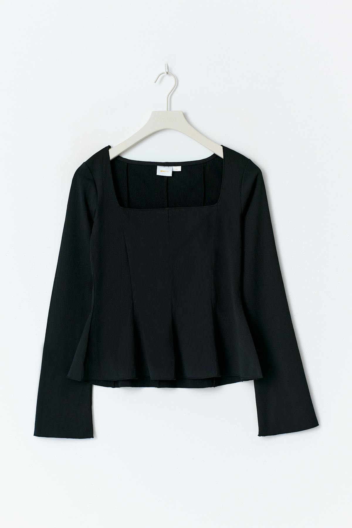 Y long sleeve peplum top - Noir