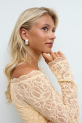 14+ lace off shoulder top - Jaune clair