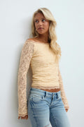 14+ lace off shoulder top - Jaune clair