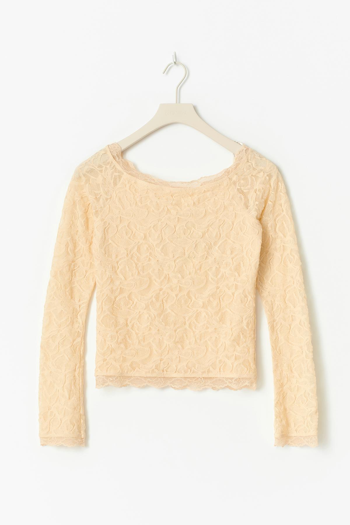14+ lace off shoulder top - Jaune clair