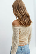Y lace off shoulder top - Jaune clair