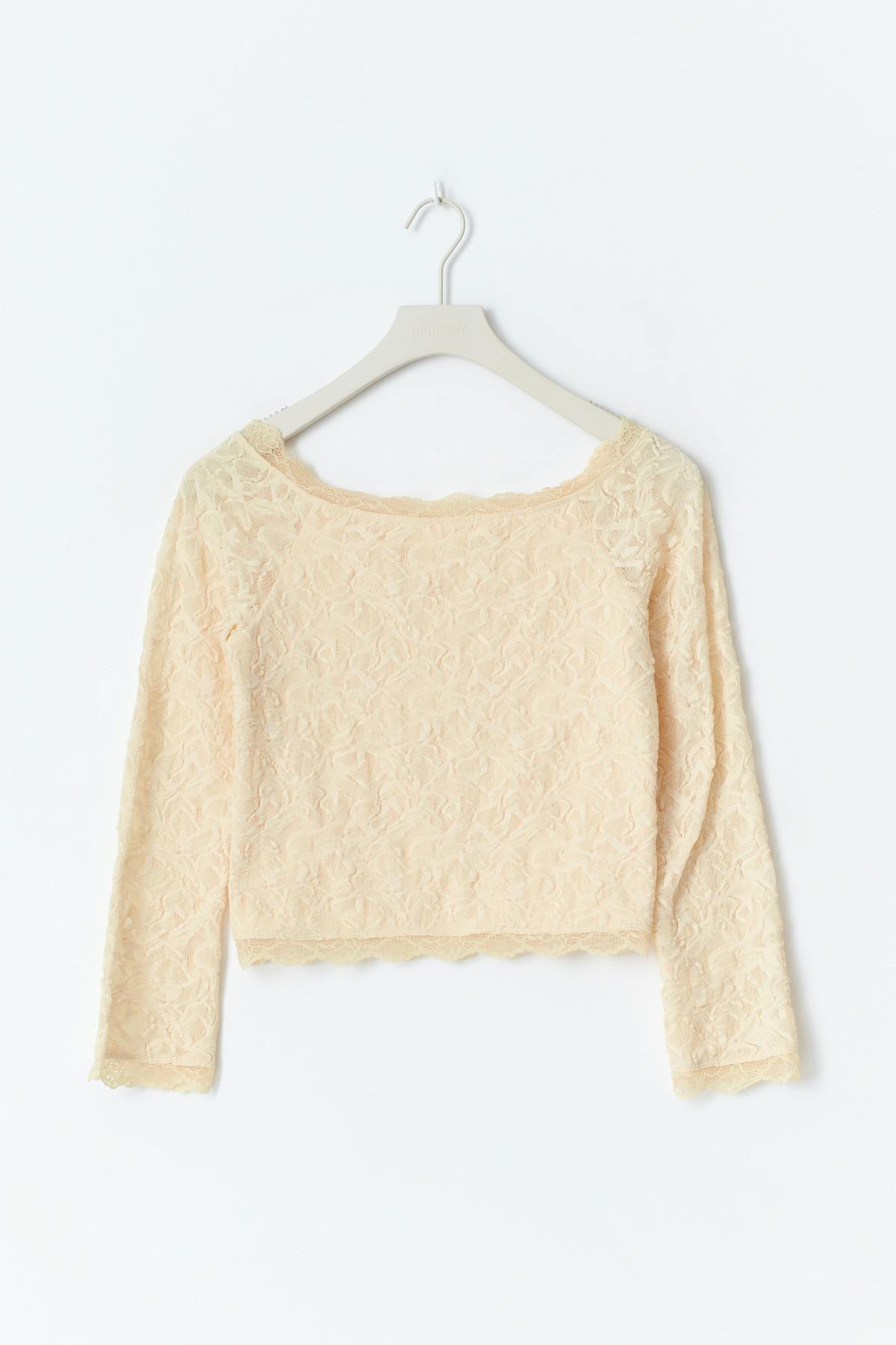 Y lace off shoulder top - Jaune clair