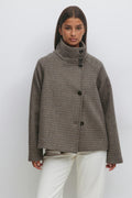 High neck short jacket - Dk grey melange