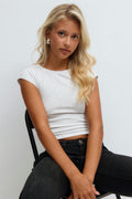 14+ open back tie top - Blanc