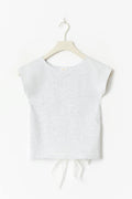 14+ open back tie top - Lt grey melange