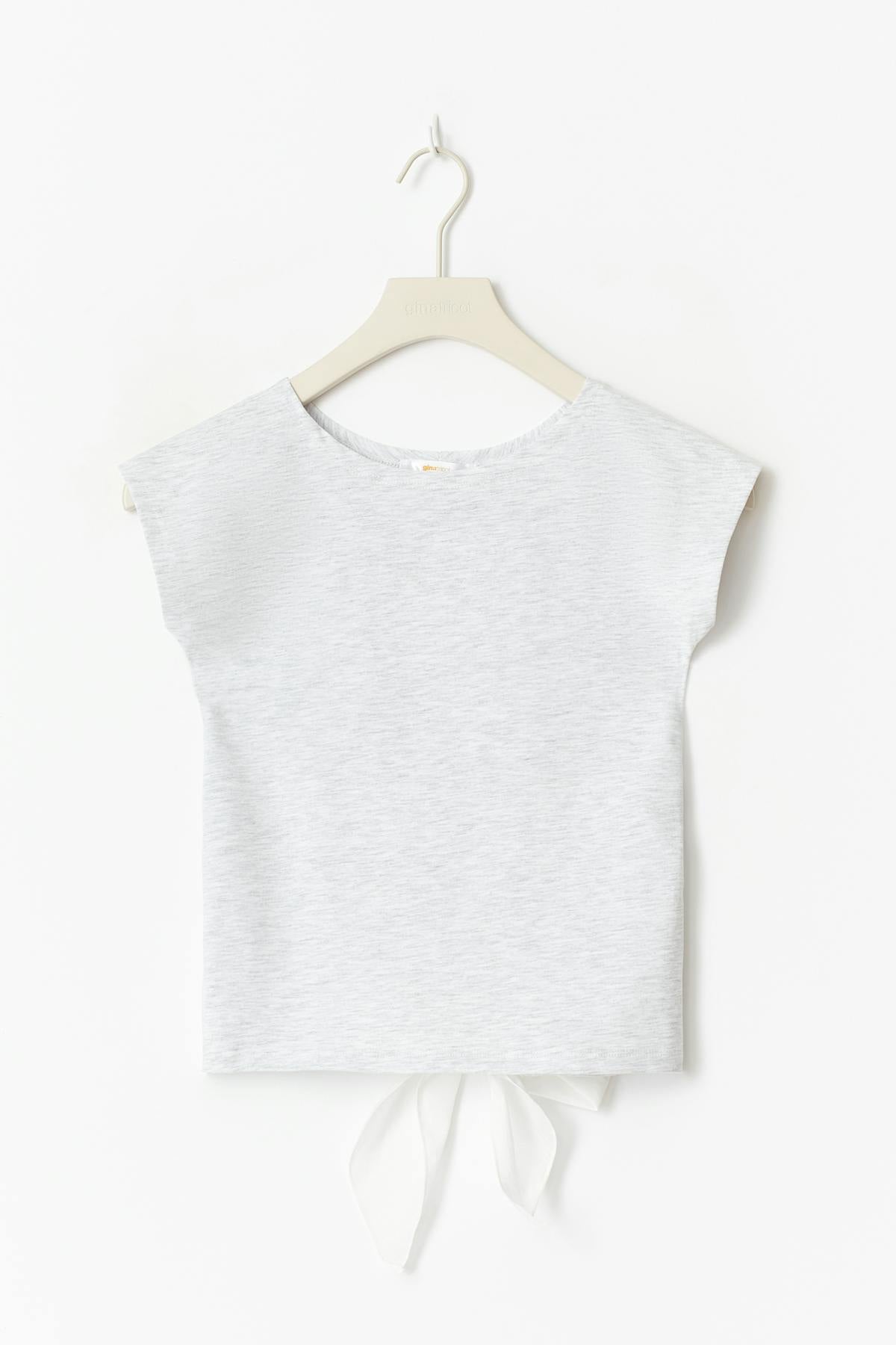 14+ open back tie top - Lt grey melange