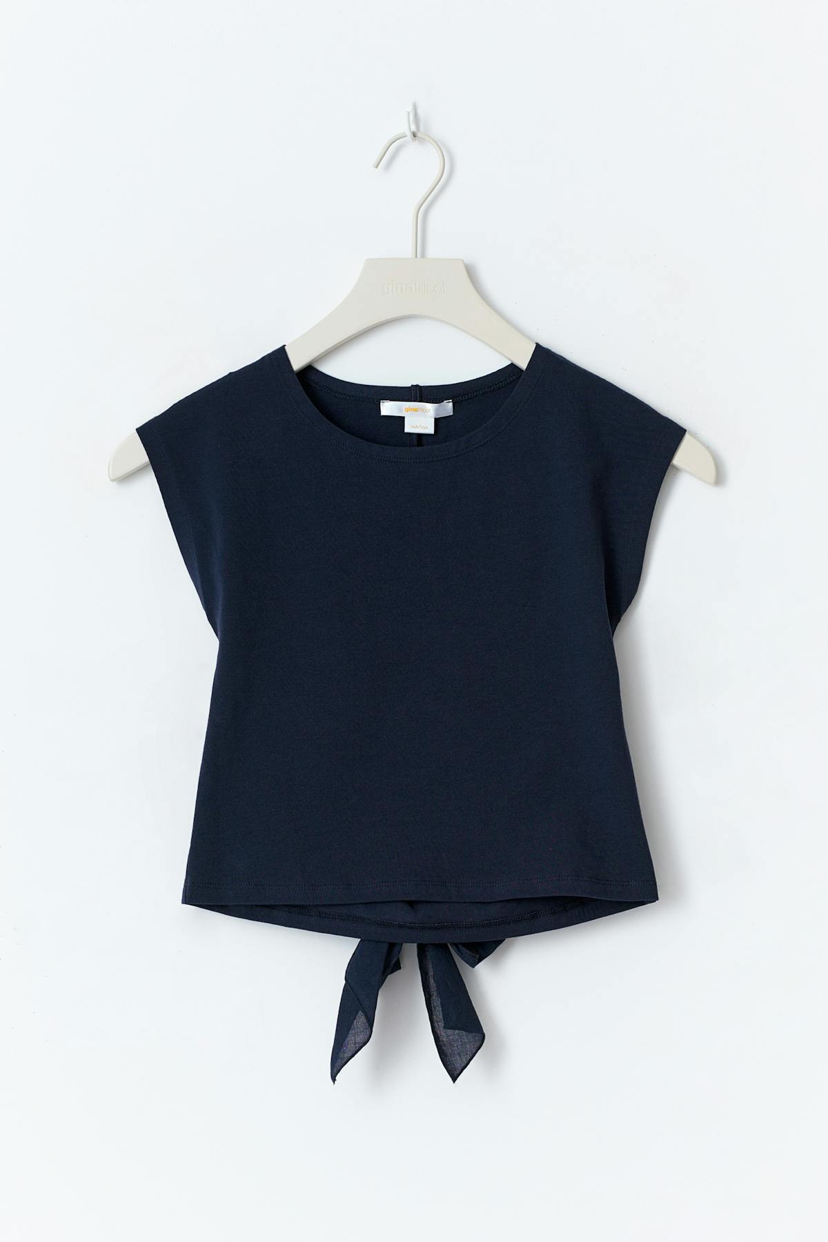 Y open back tie top - Navy blazer