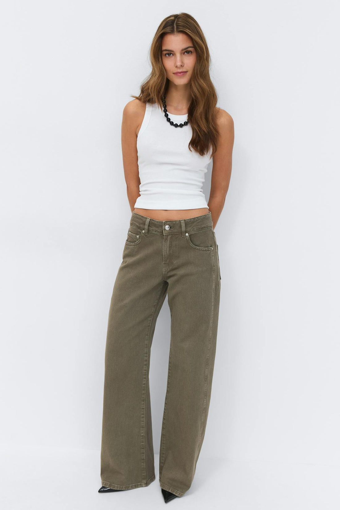 Wide flare jeans - Kaki