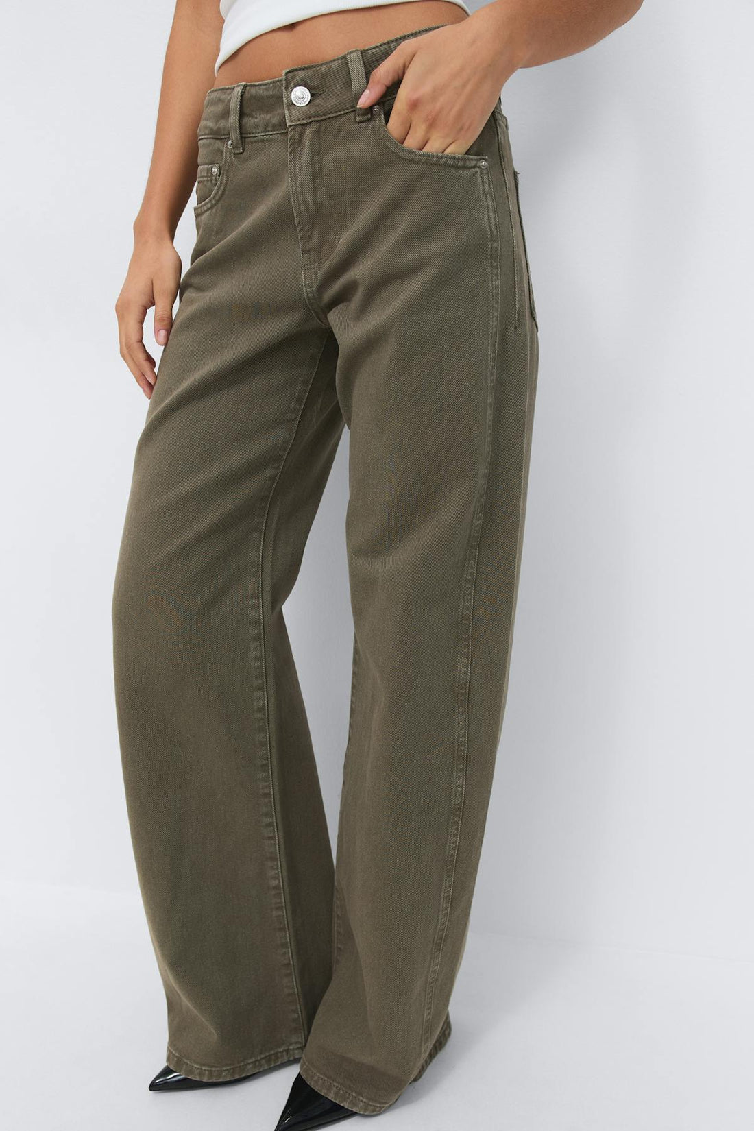 Wide flare jeans - Kaki