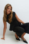 Funnel neck peplum top - Rhubarb