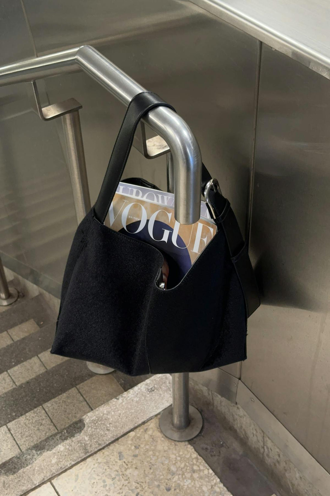 Hair-on tote bag - Noir