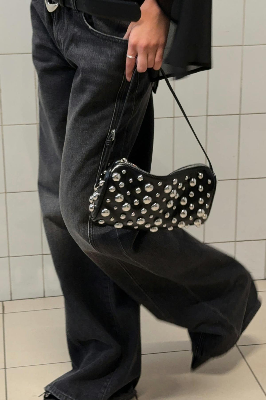 Studded shoulder bag - Noir