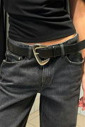 Chunky buckel belt - Black/silver
