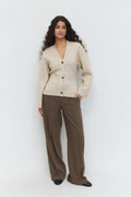 Knitted cotton cardigan - Beige