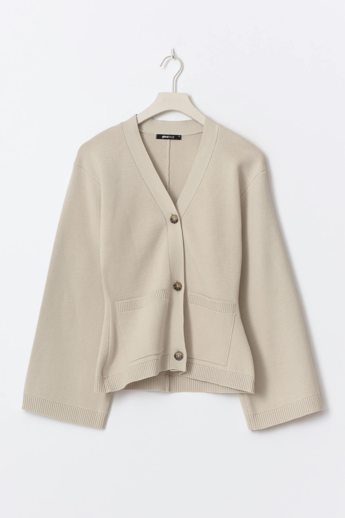 Knitted cotton cardigan - Beige