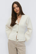 Knitted cotton cardigan - Bordeaux foncé