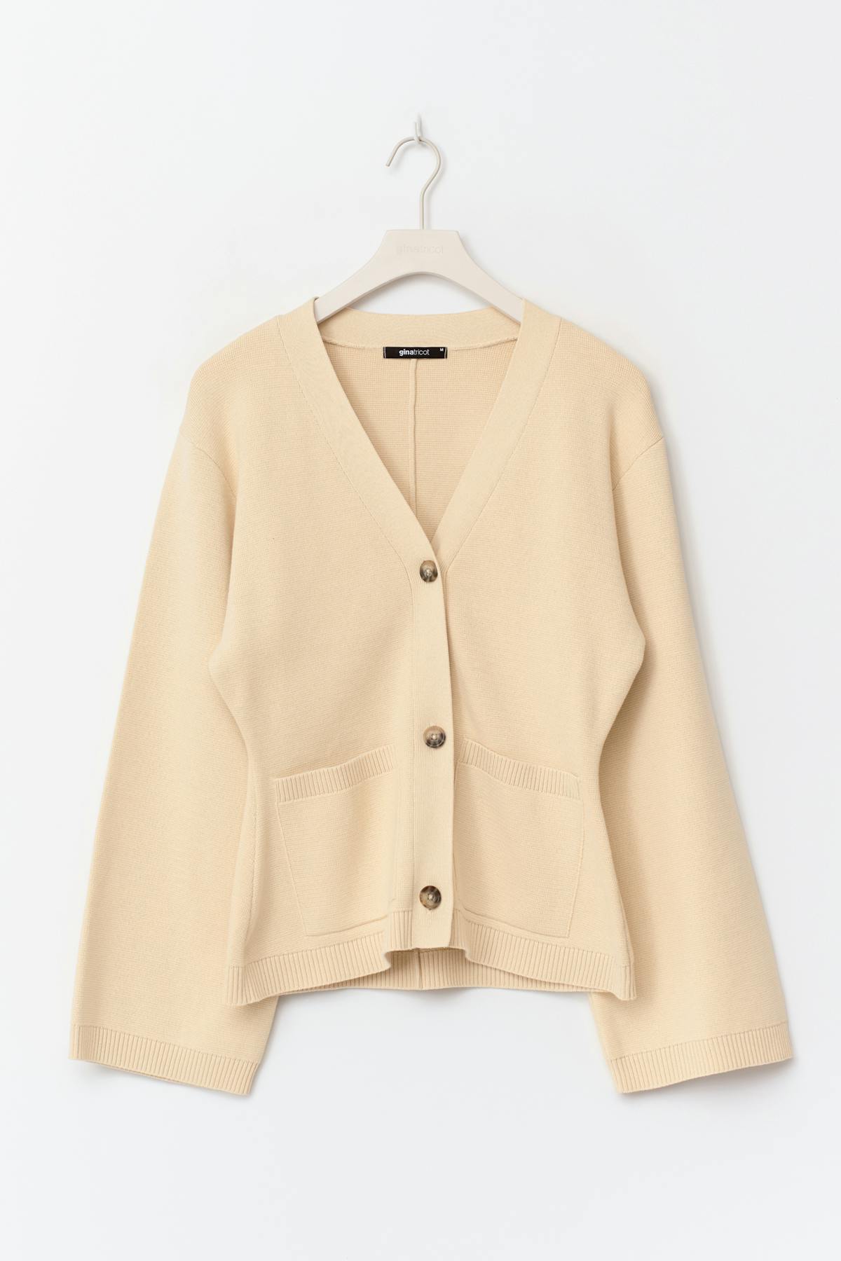 Knitted cotton cardigan - Knit white