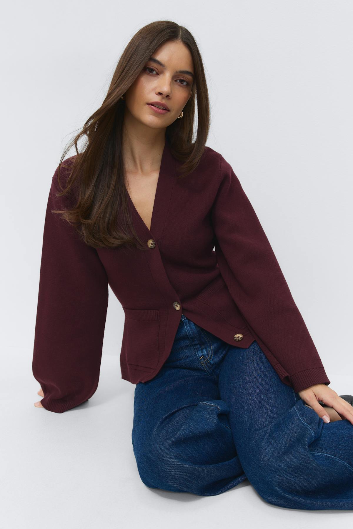 Knitted cotton cardigan - Beige