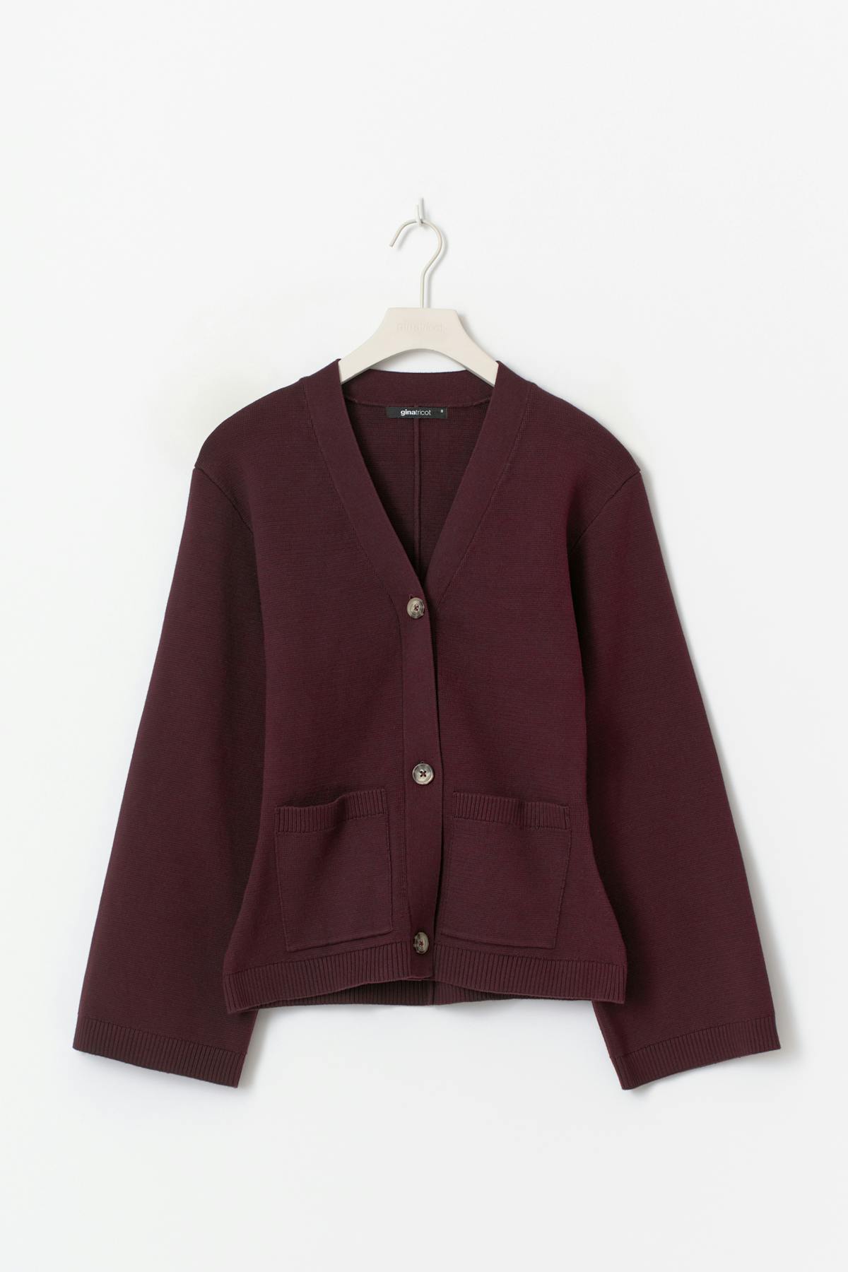 Knitted cotton cardigan - Bordeaux foncé