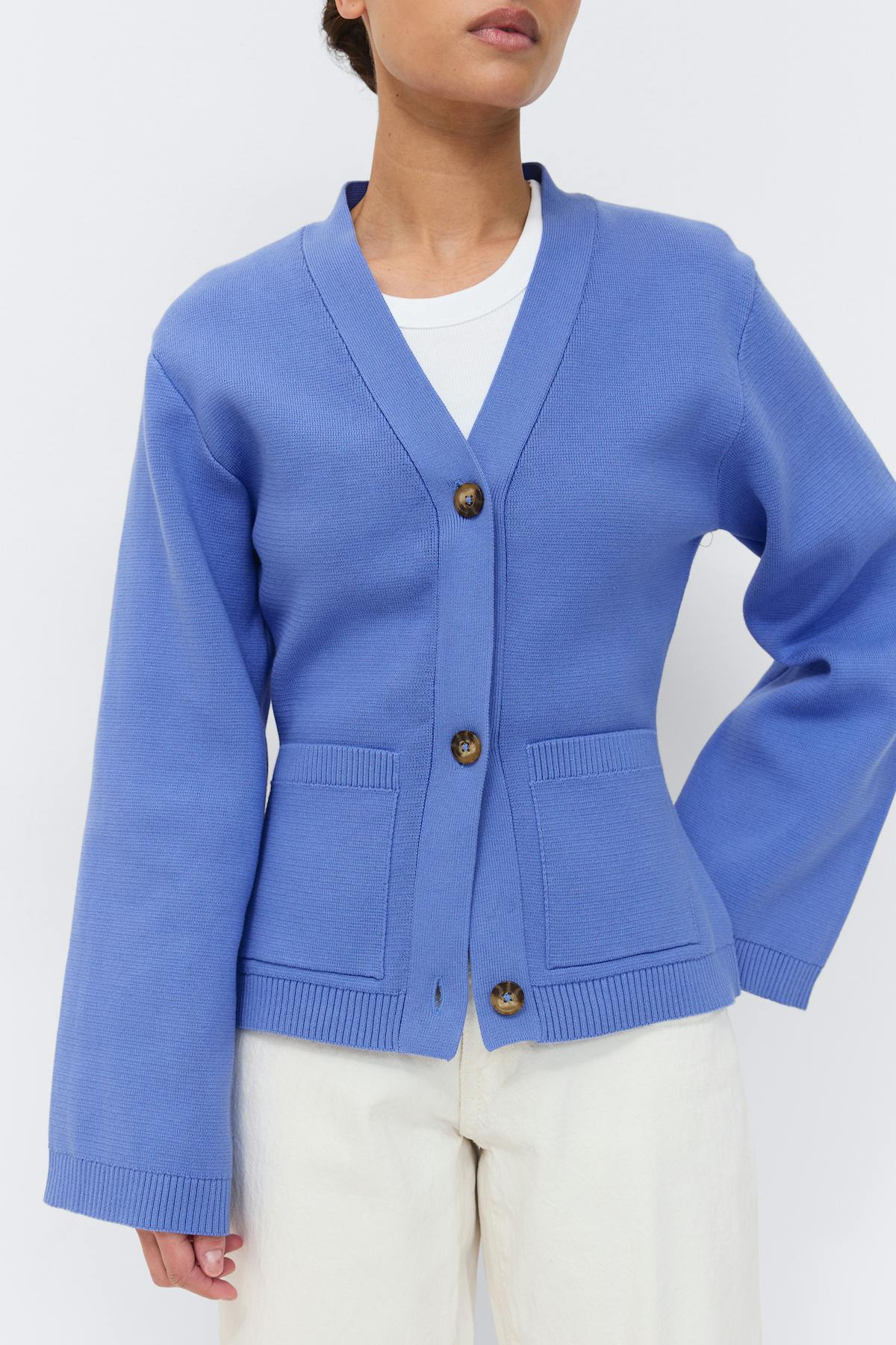 Knitted cotton cardigan - Persian jewel
