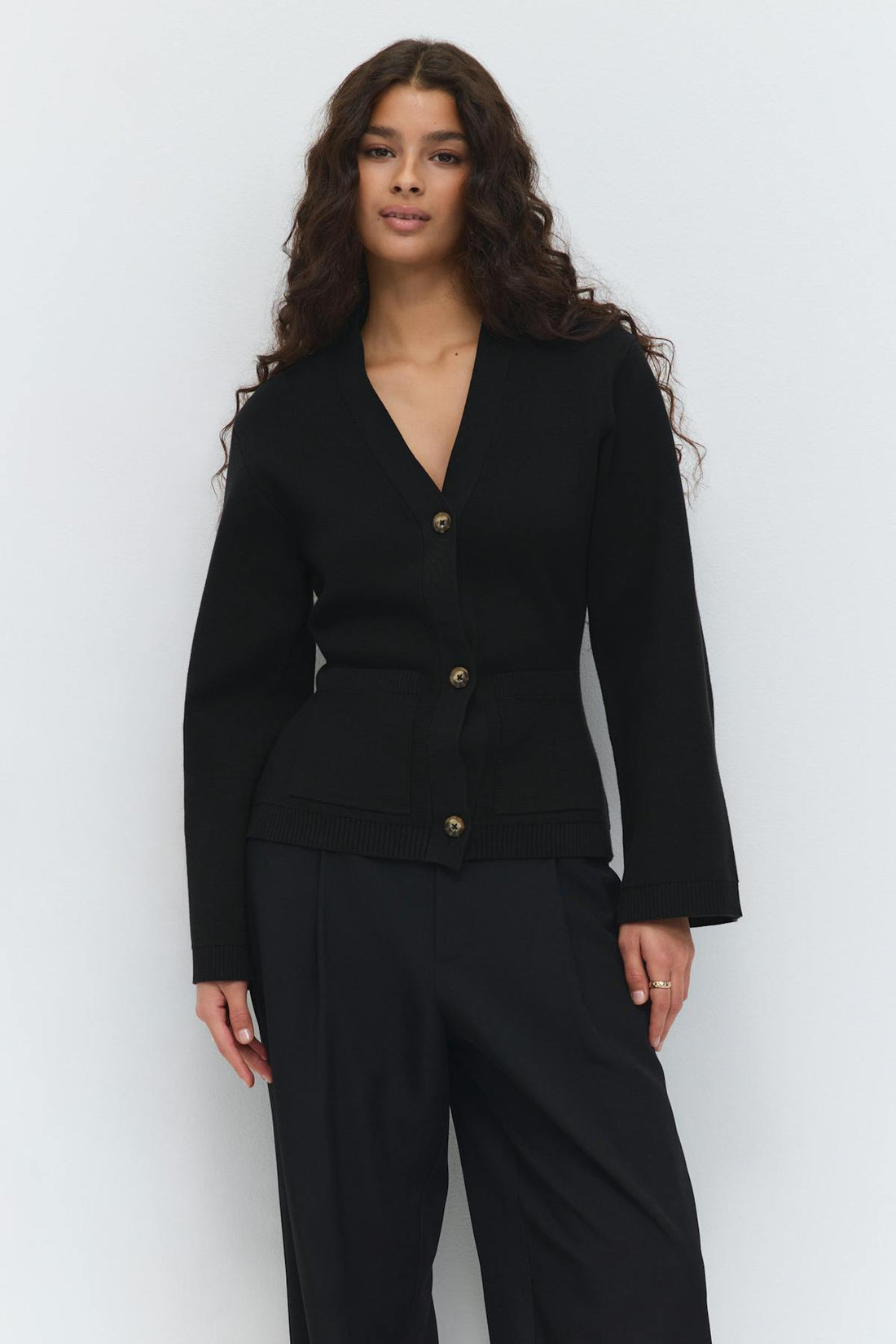 Knitted cotton cardigan - Noir