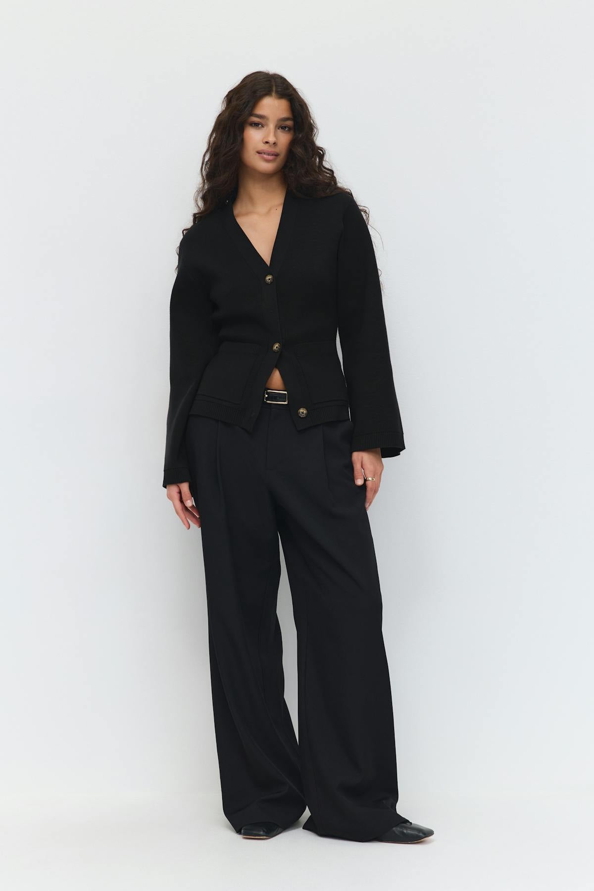 Knitted cotton cardigan - Noir