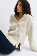 Asymmetric knitted cardigan - Seal brown