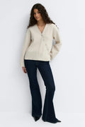 Asymmetric knitted cardigan - Seal brown