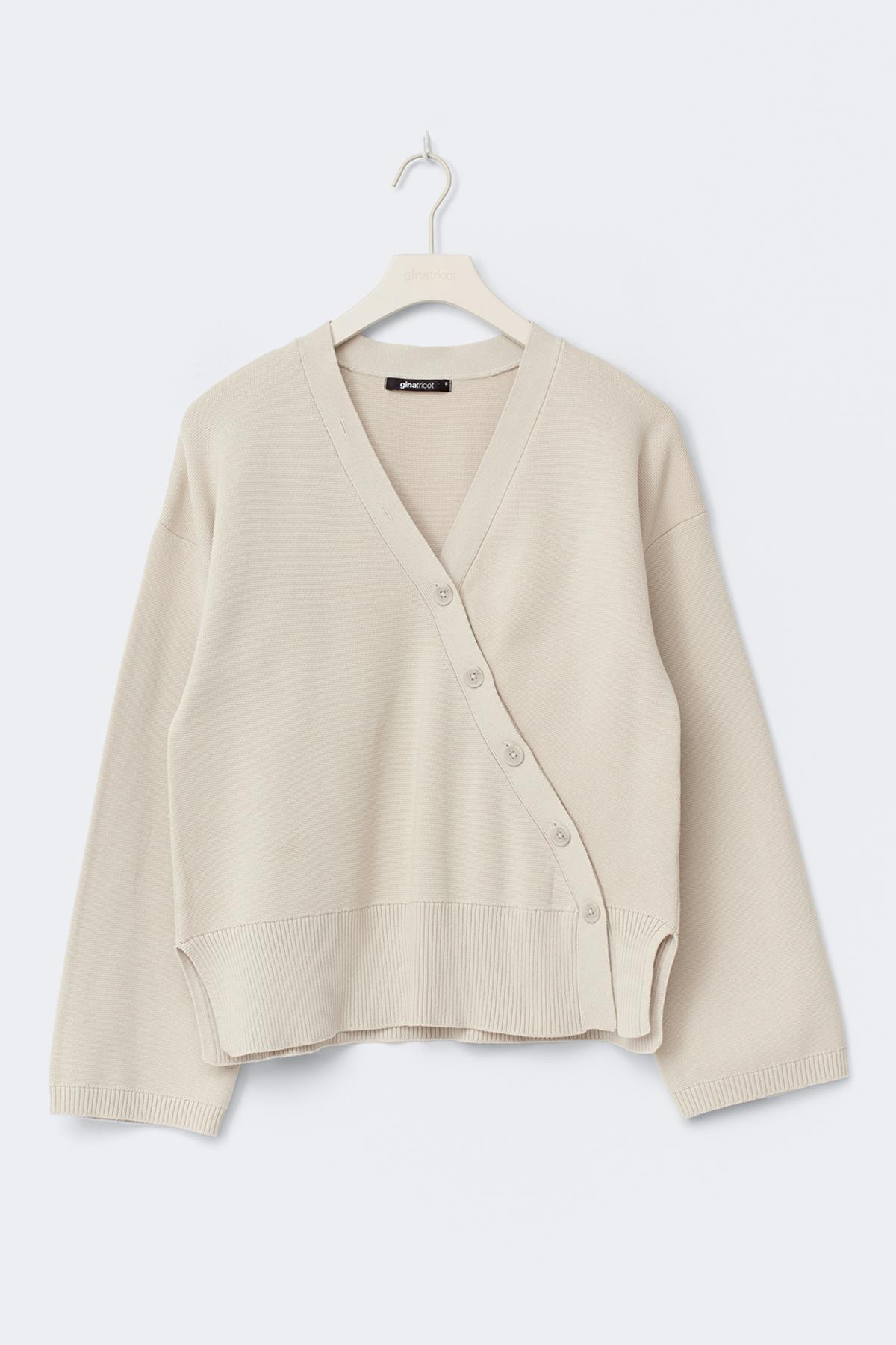 Asymmetric knitted cardigan - Beige