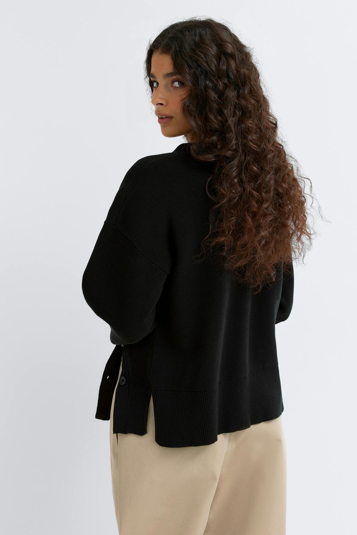 Asymmetric knitted cardigan - Beige