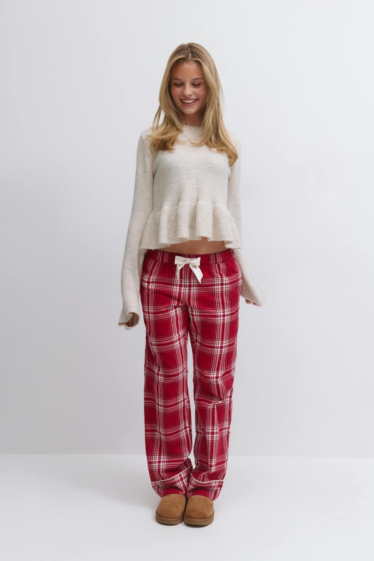 y flannel pj pants - Red check