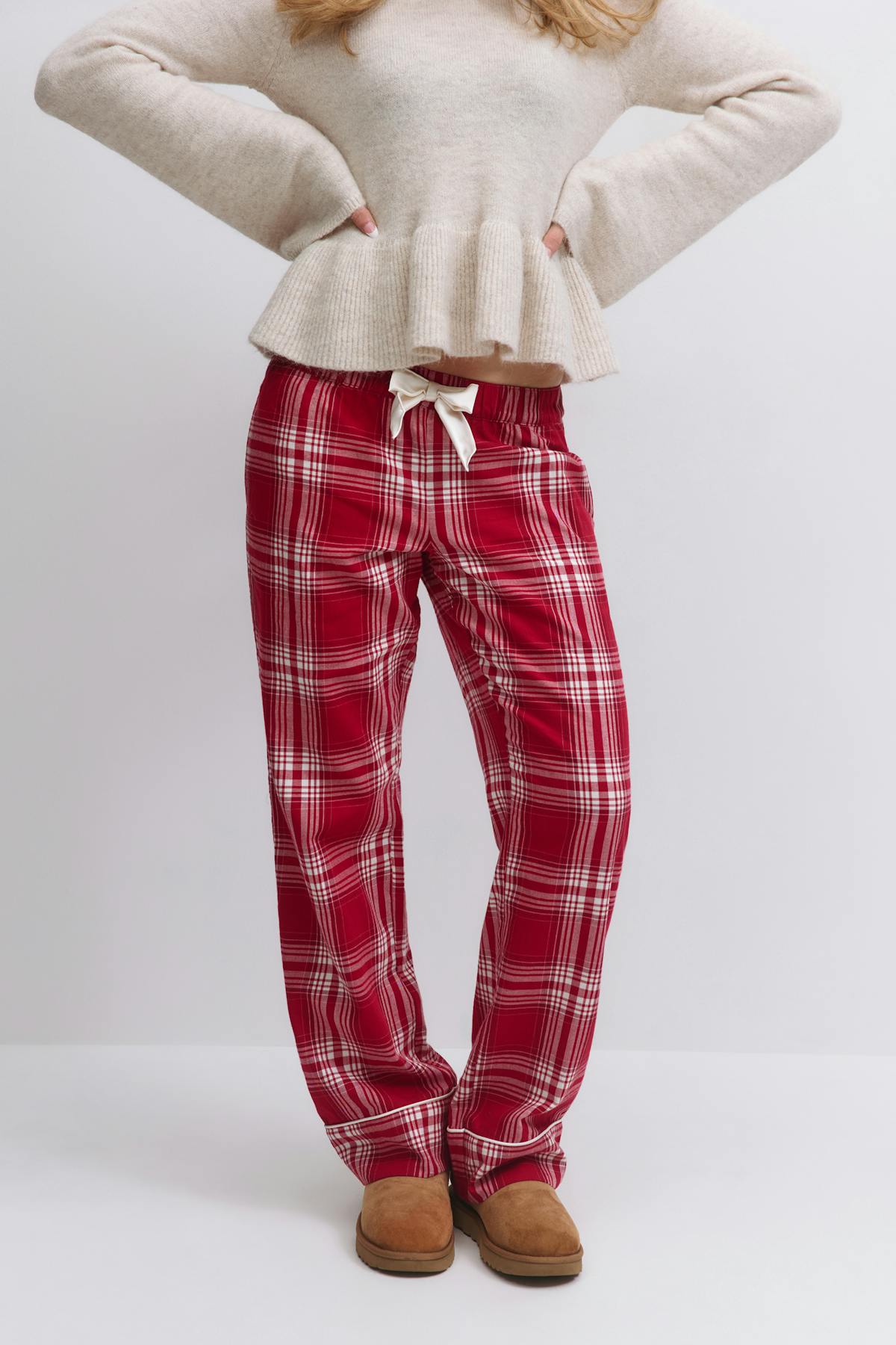 y flannel pj pants - Red check
