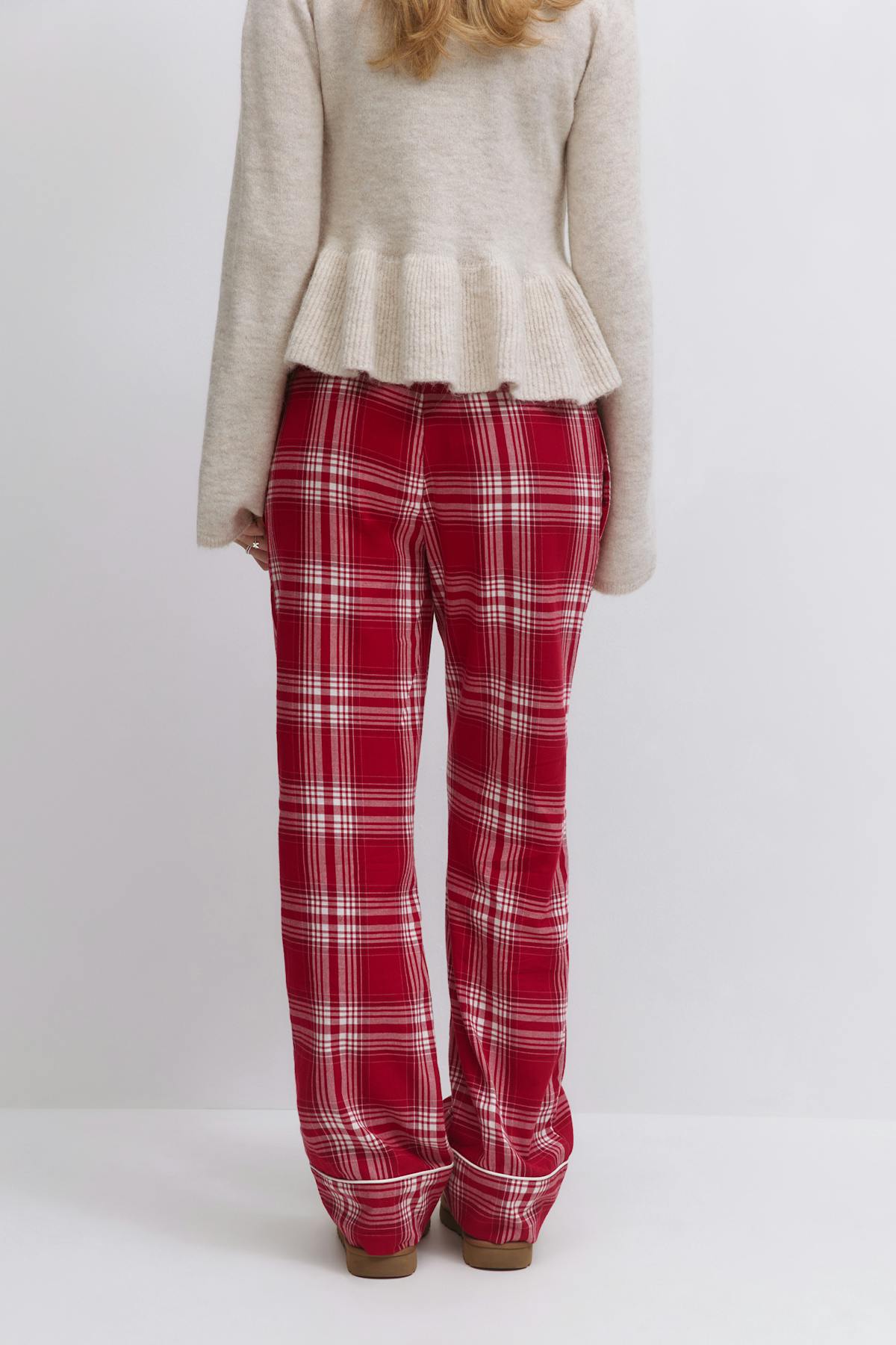 y flannel pj pants - Red check